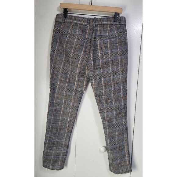 Theory Wool Blend Trousers Size 8 Autumn Plaid Straight Leg Ankle Acadamia - Picture 4 of 11